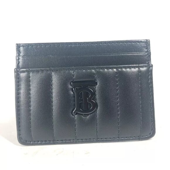 BURBERRY 8064827 TB logo Business Card Holder Card Case Leather Black Unused - Picture 1 of 11